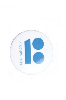 Steel button badge, white colour, 10 pcs