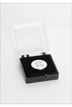 White button badge with magnetic fastener in gift box