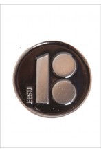 Button badge with needle fastener, black colour
