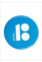 Steel button badges, blue colour, 10 pcs