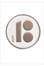 Button badge with needle fastener, white colour