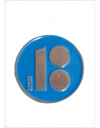 Button badge with needle fastener, blue colour