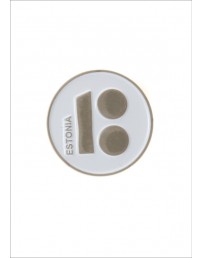 Button badge ESTONIA with magnetic fastener, white colour