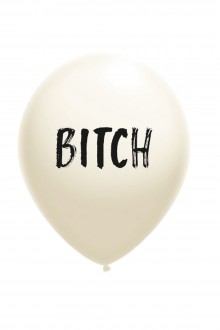 Воздушный шарик белого цвета из латекса с надписью BITCH