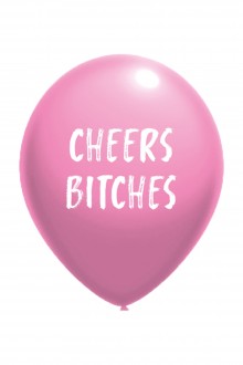 Воздушный шарик розового цвета из латекса с надписью CHEERS BITCHES