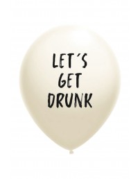 Воздушный шарик белого цвета из латекса с надписью LET'S GET DRUNK